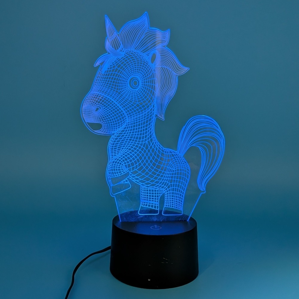 3D Optical Illusion Unicorn LED Lamp - 8.5" Color Changing Ambiance